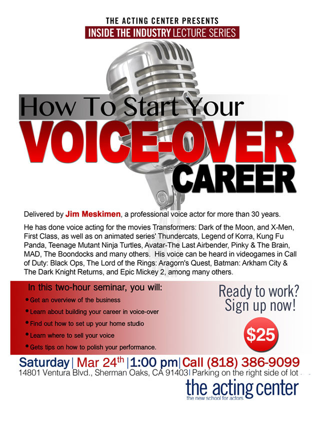 How To Start Your Voice-Over Career - The Acting Center - March 24, 2018 1pm